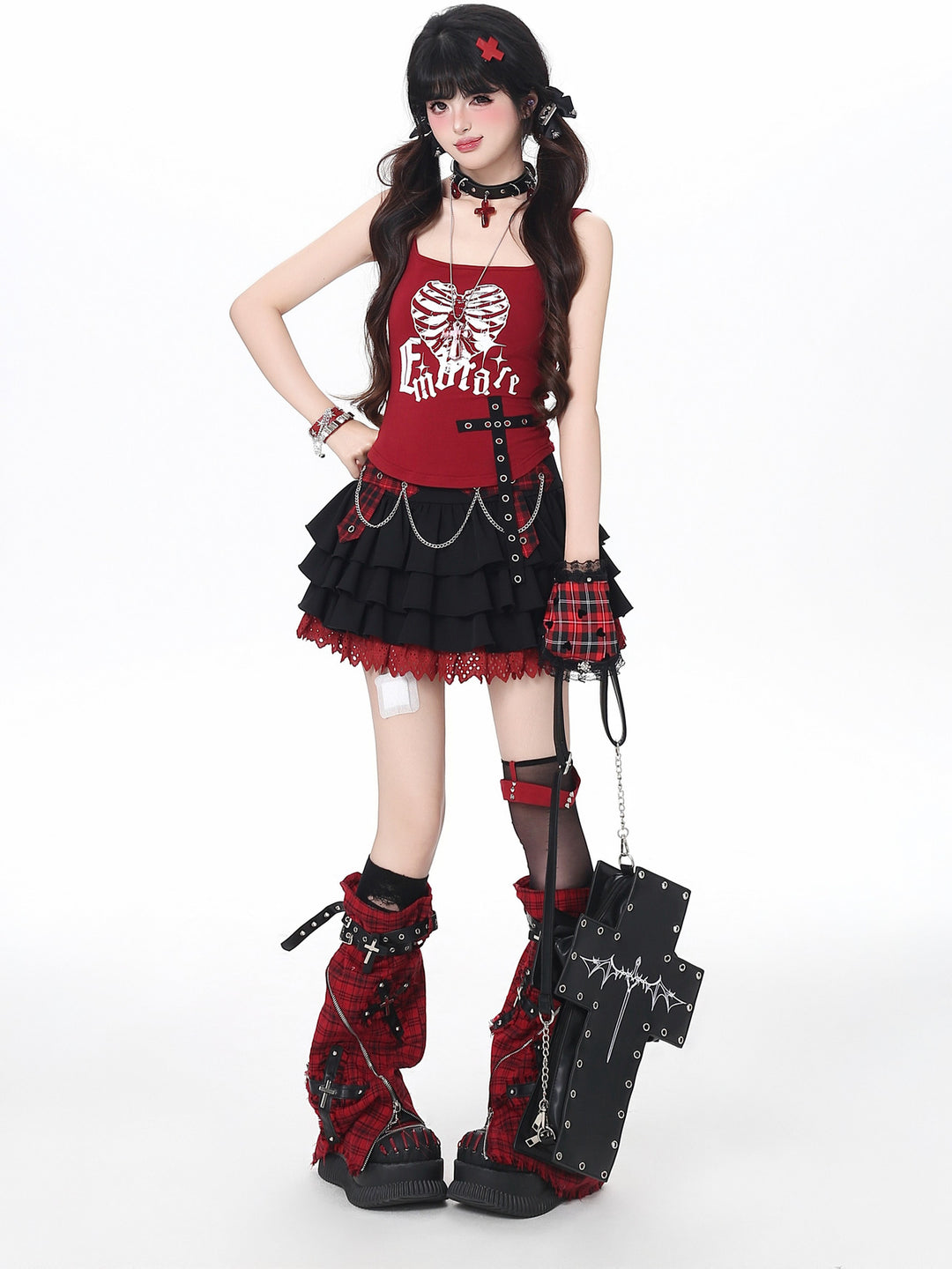 Gothic Skeleton Cami Shrug Set