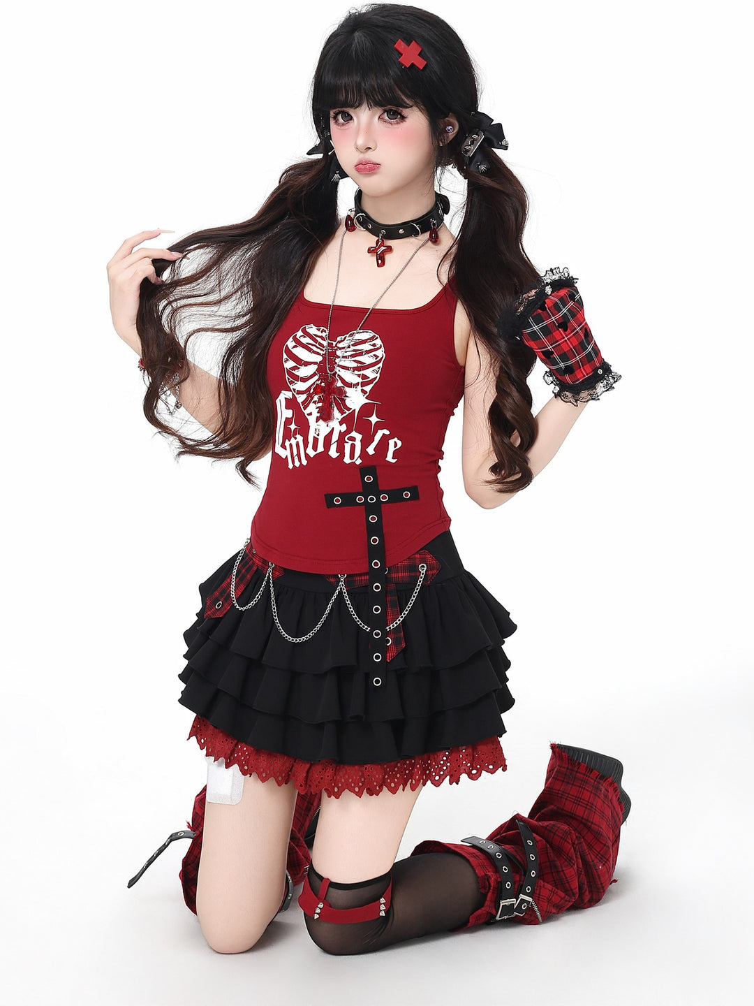 Gothic Skeleton Cami Shrug Set