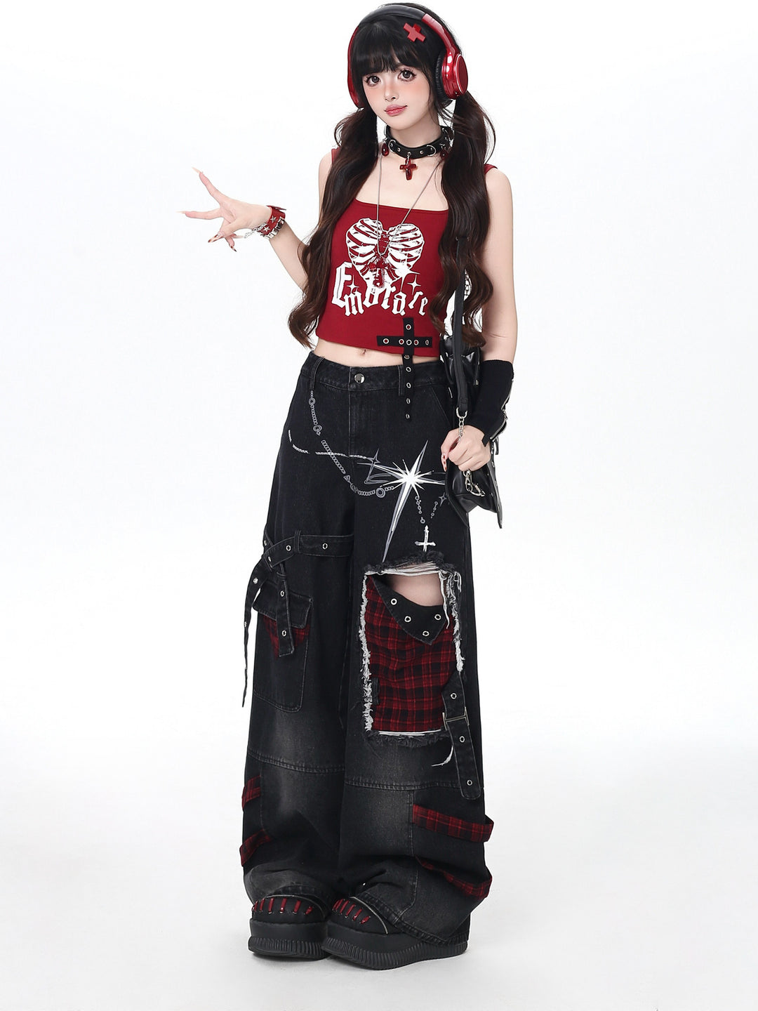 Gothic Skeleton Cami Shrug Set