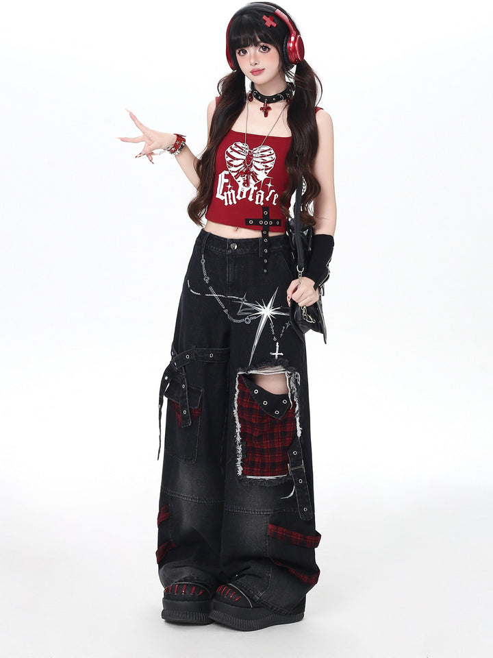 Gothic Skeleton Cami Shrug Set