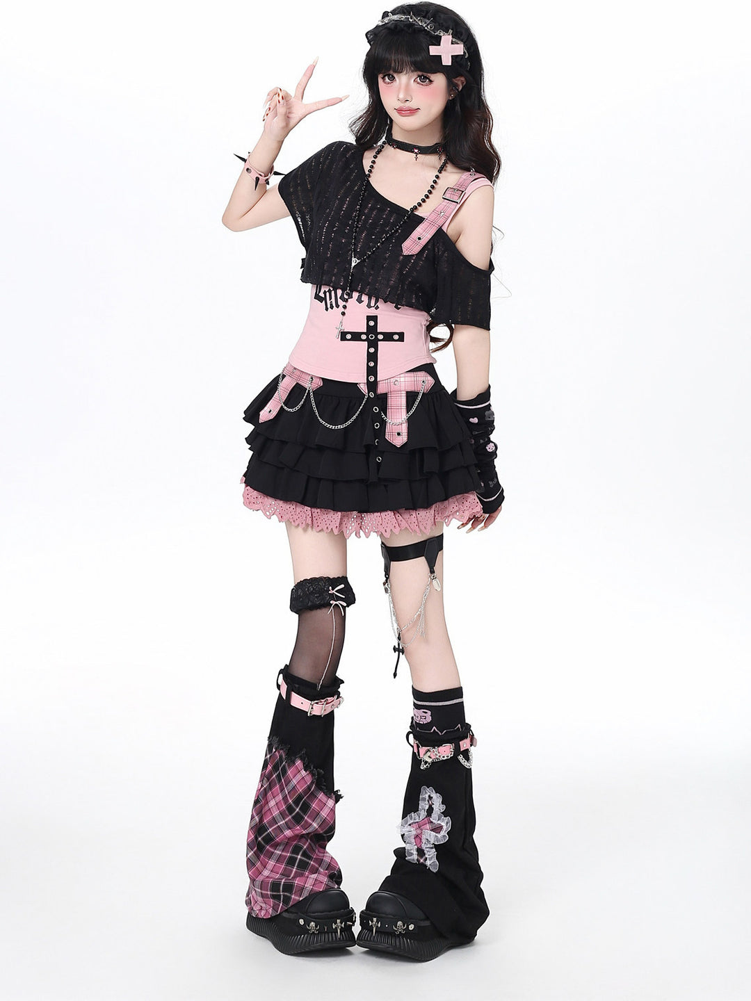 Gothic Skeleton Cami Shrug Set