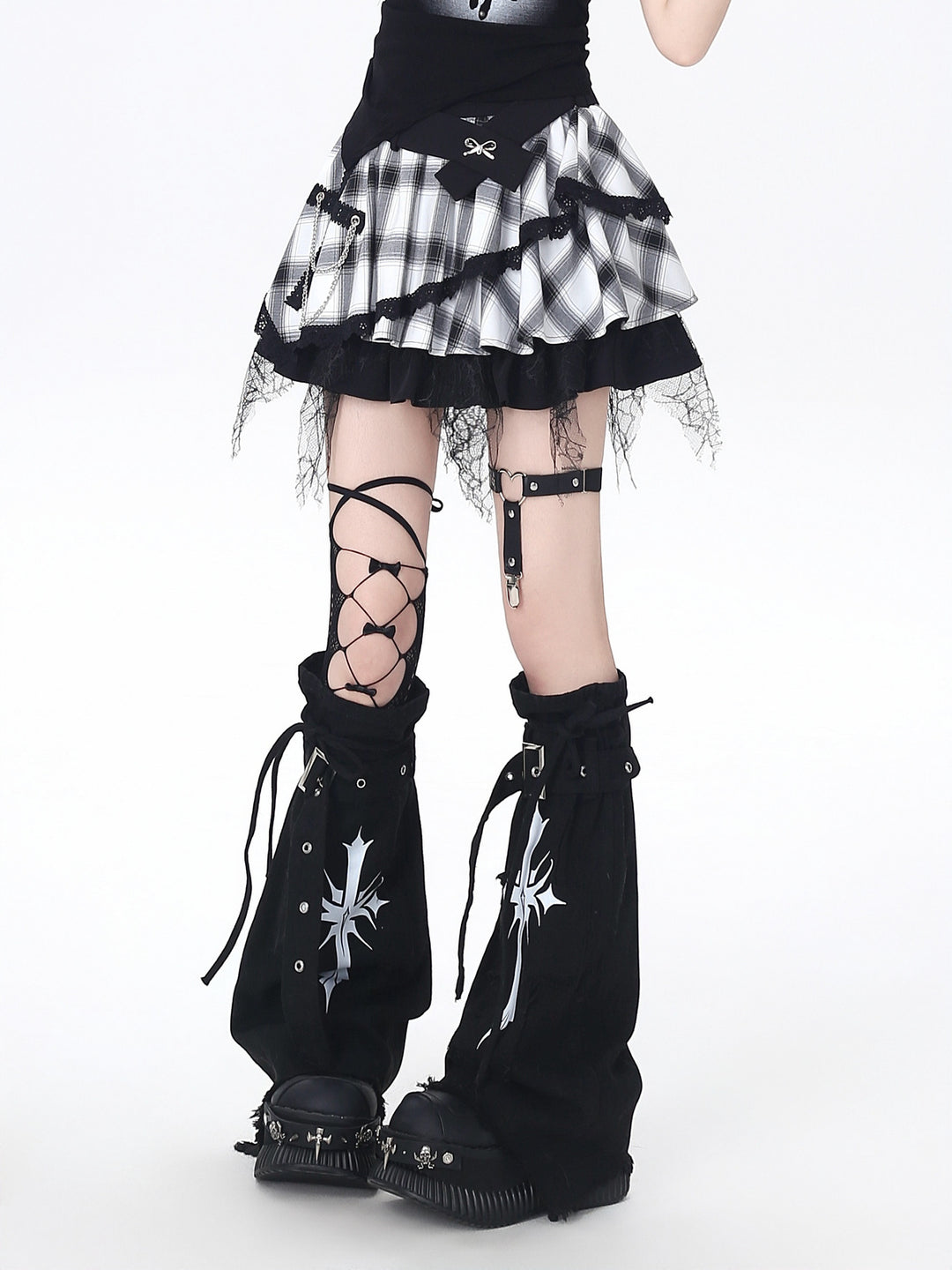 Asymmetric Waistband Plaid Mini Skirt