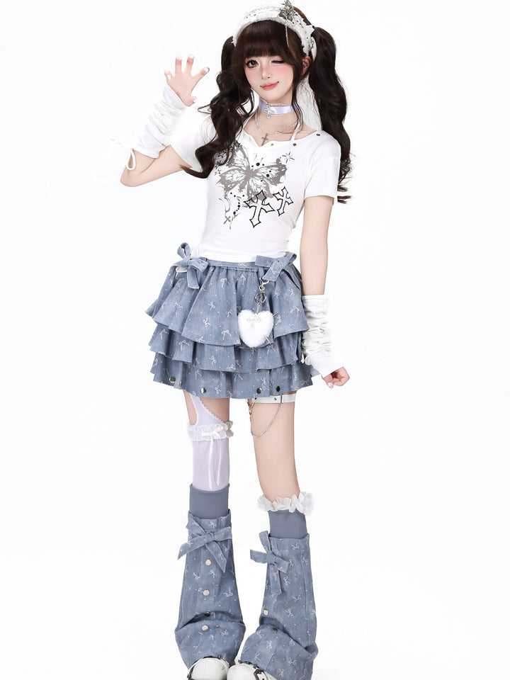 Coquette Bow Tiered Mini Skirt