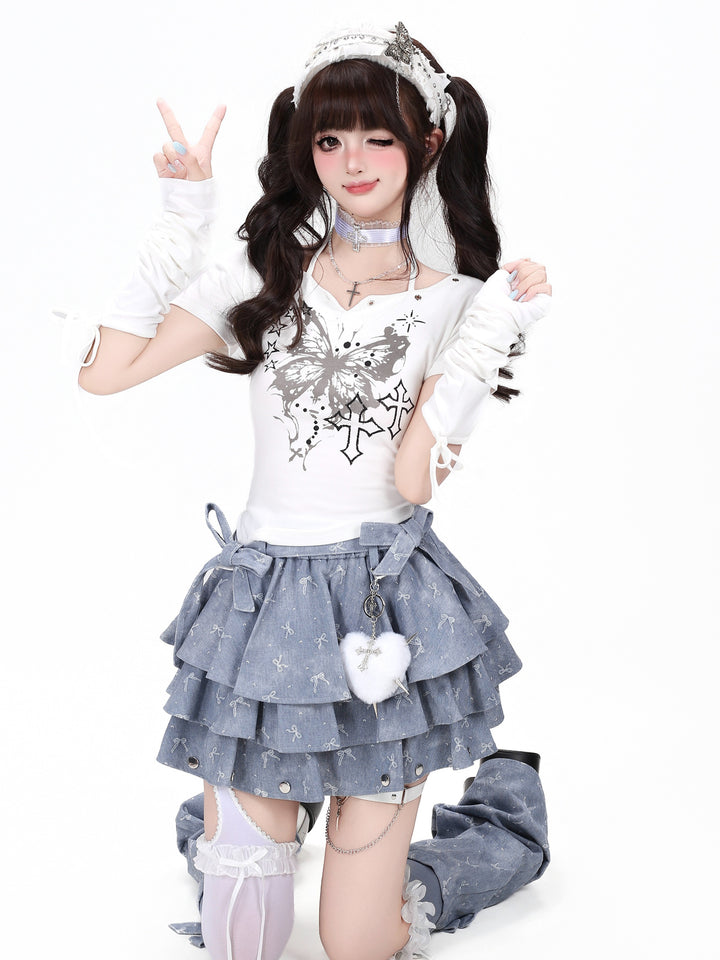 Coquette Bow Tiered Mini Skirt