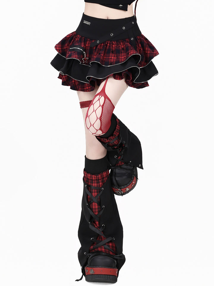 Y2K Plaid Tiered Mini Skirt