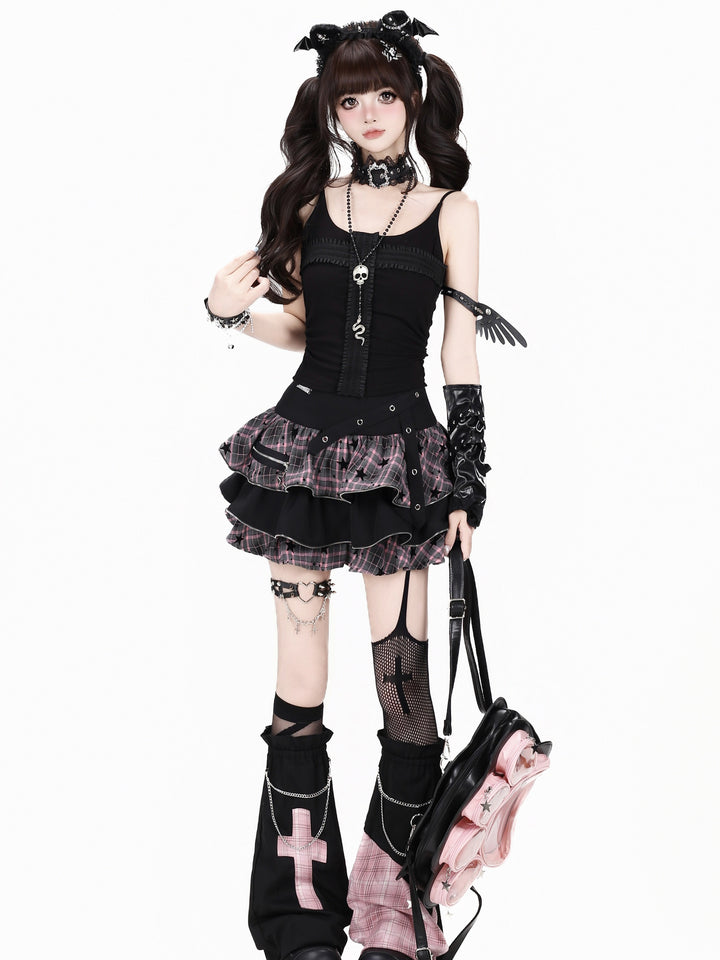 Y2K Plaid Tiered Mini Skirt