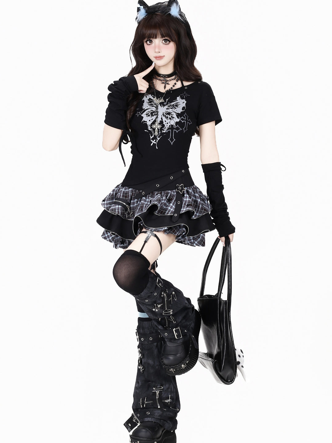 Y2K Plaid Tiered Mini Skirt