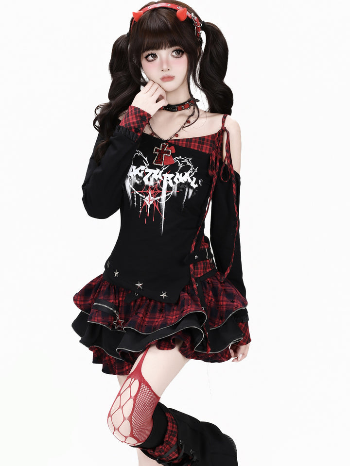 Y2K Plaid Tiered Mini Skirt