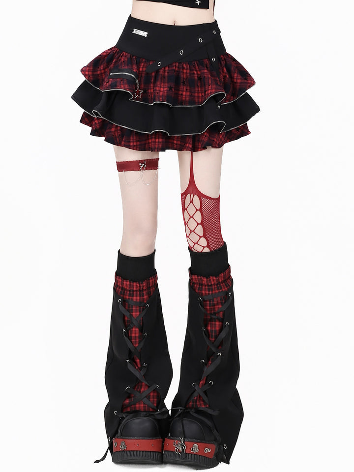 Y2K Plaid Tiered Mini Skirt