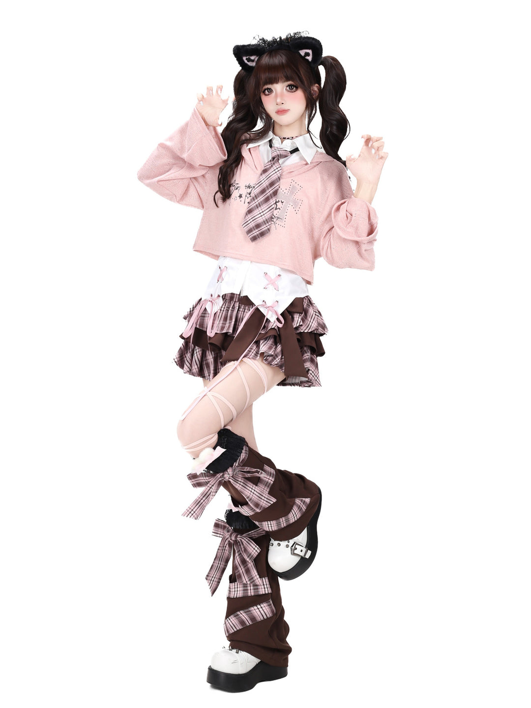 Plaid Bow Tiered Mini Skirt