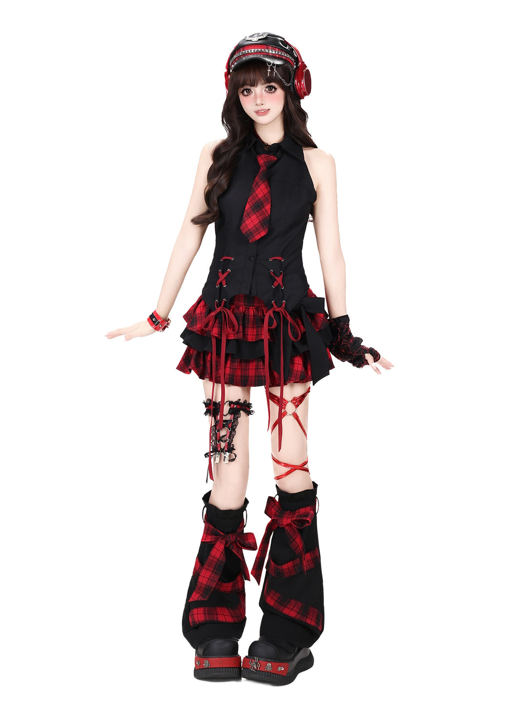 Plaid Bow Tiered Mini Skirt