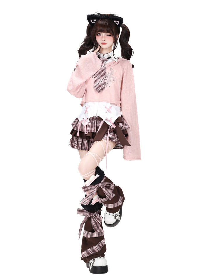 Plaid Bow Tiered Mini Skirt