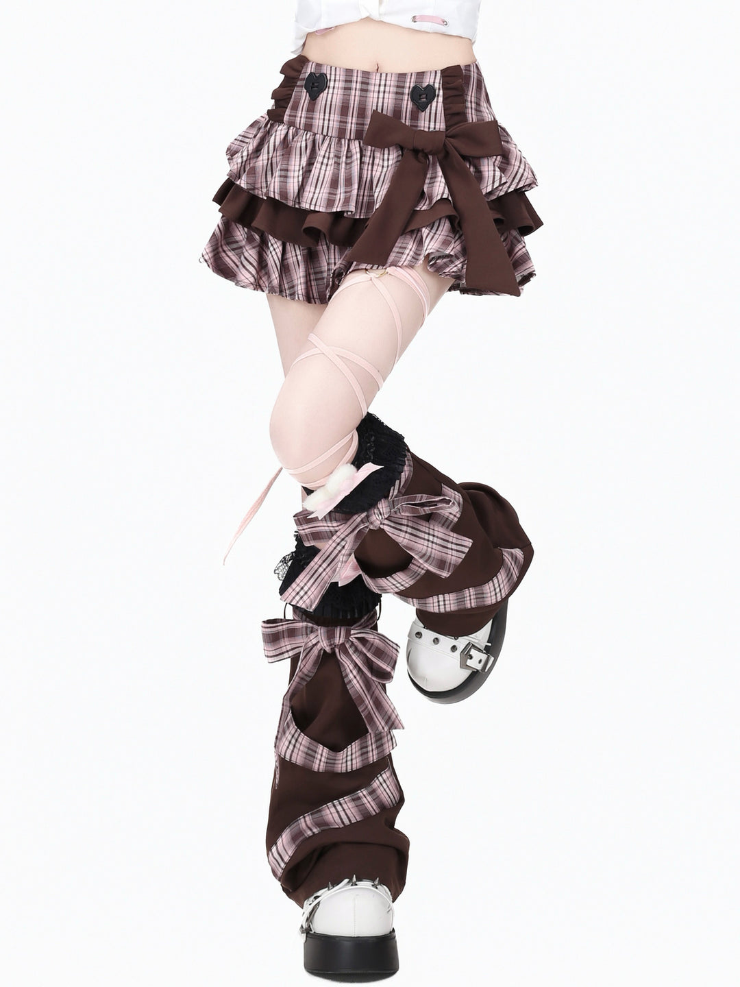 Plaid Bow Tiered Mini Skirt