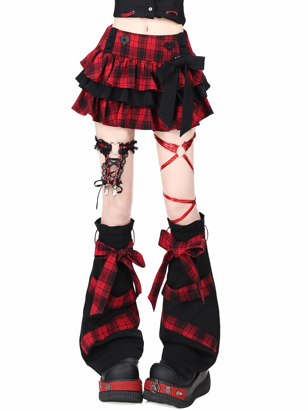 Plaid Bow Tiered Mini Skirt