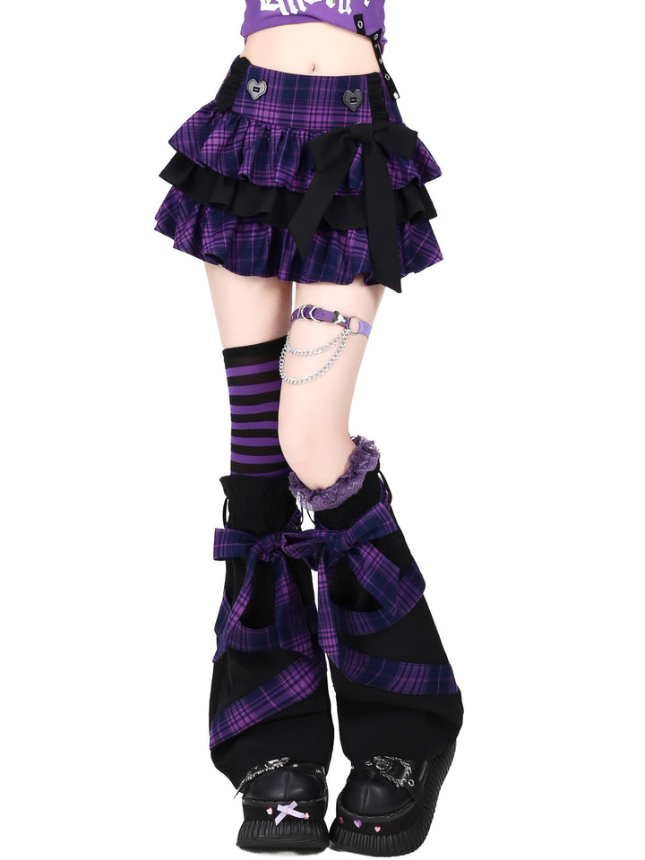 Plaid Bow Tiered Mini Skirt
