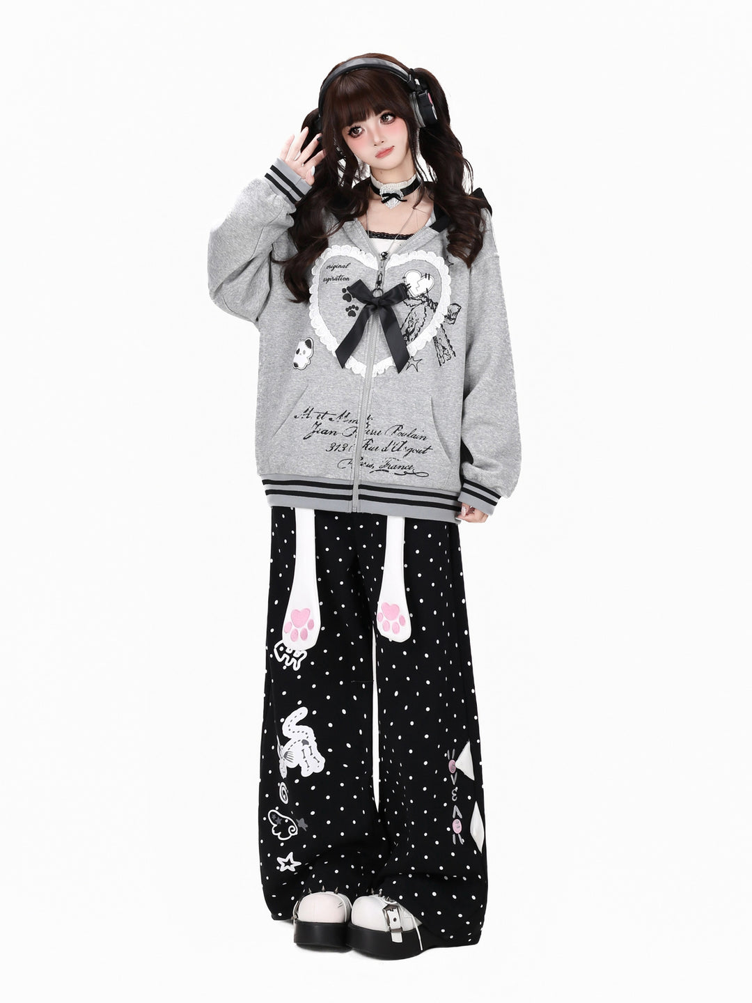 Kawaii Cat Paw Wide Leg Sweatpants