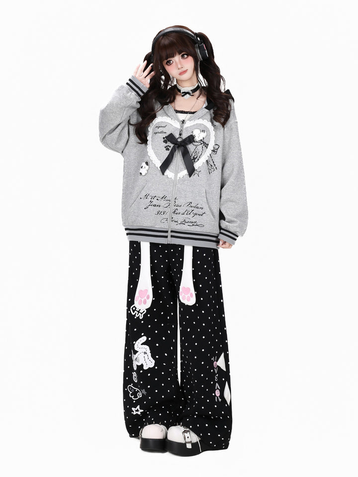 Kawaii Cat Paw Wide Leg Sweatpants