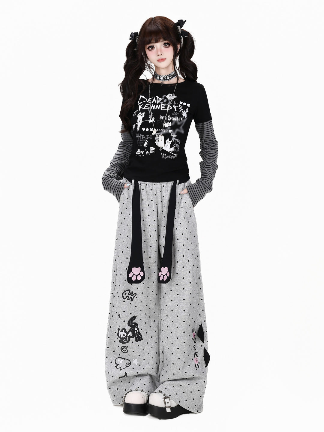 Kawaii Cat Paw Wide Leg Sweatpants
