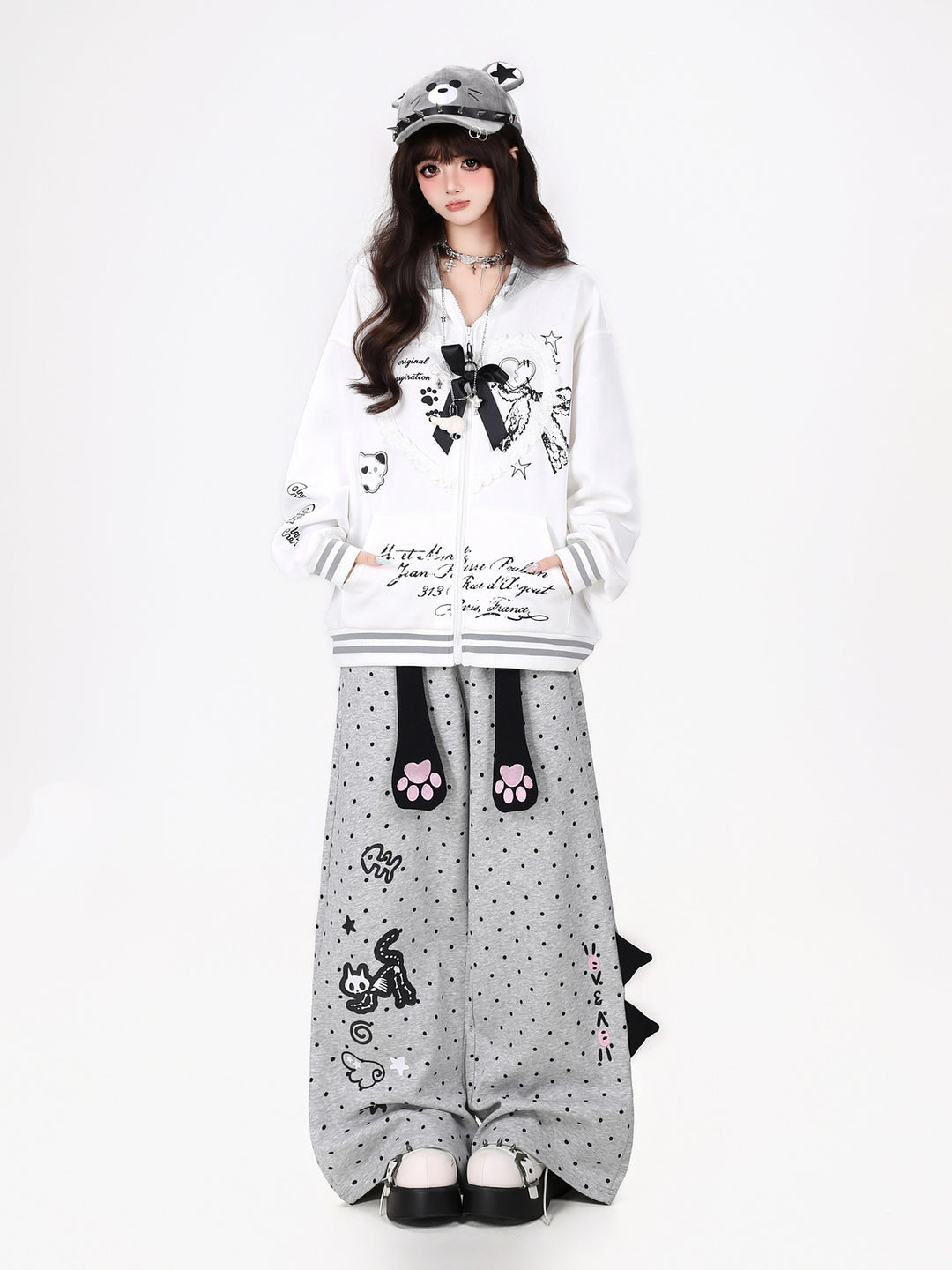 Kawaii Cat Paw Wide Leg Sweatpants