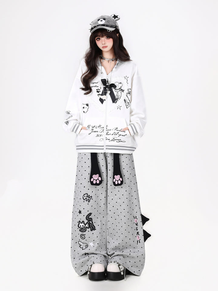 Kawaii Cat Paw Wide Leg Sweatpants