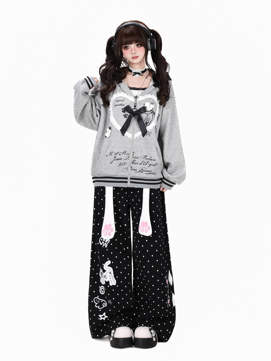 Kawaii Cat Paw Wide Leg Sweatpants