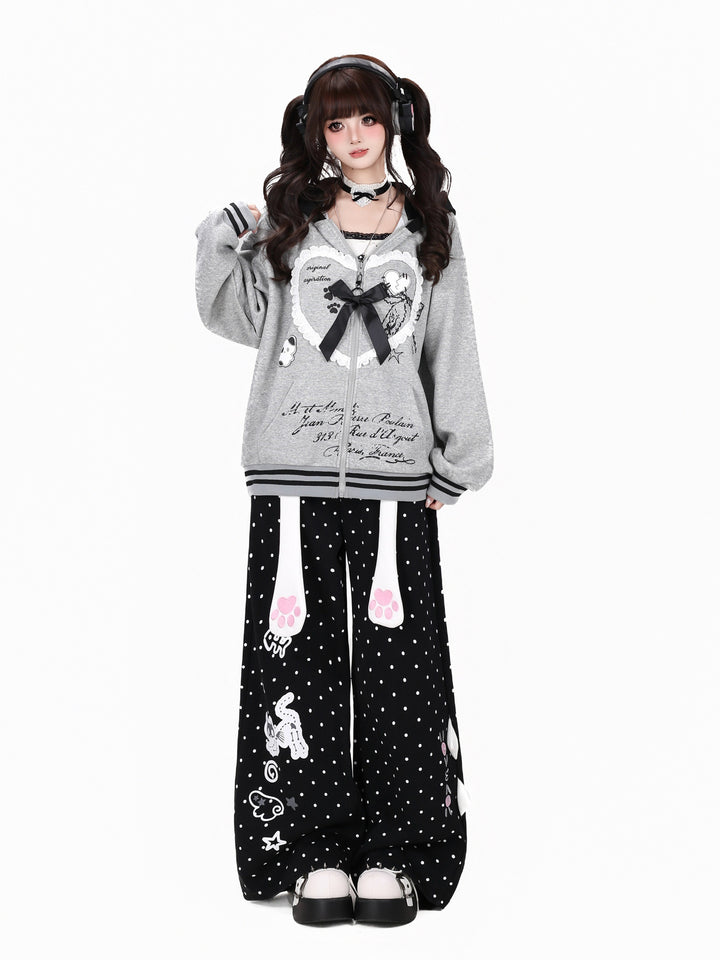 Kawaii Cat Paw Wide Leg Sweatpants