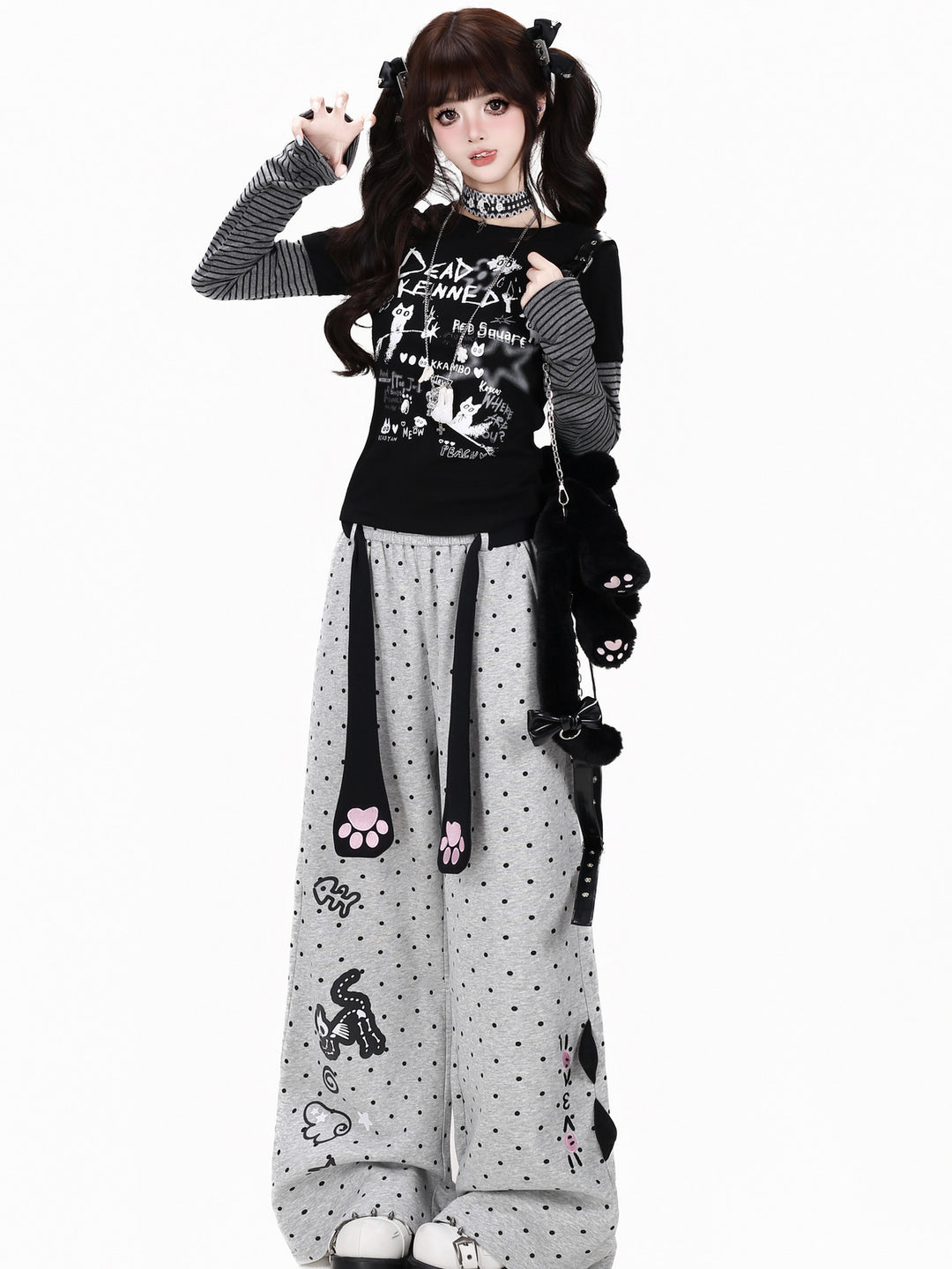 Kawaii Cat Paw Wide Leg Sweatpants