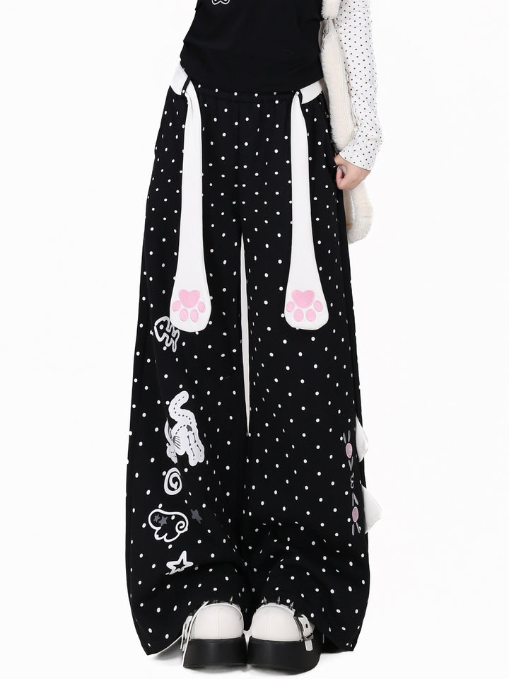 Kawaii Cat Paw Wide Leg Sweatpants