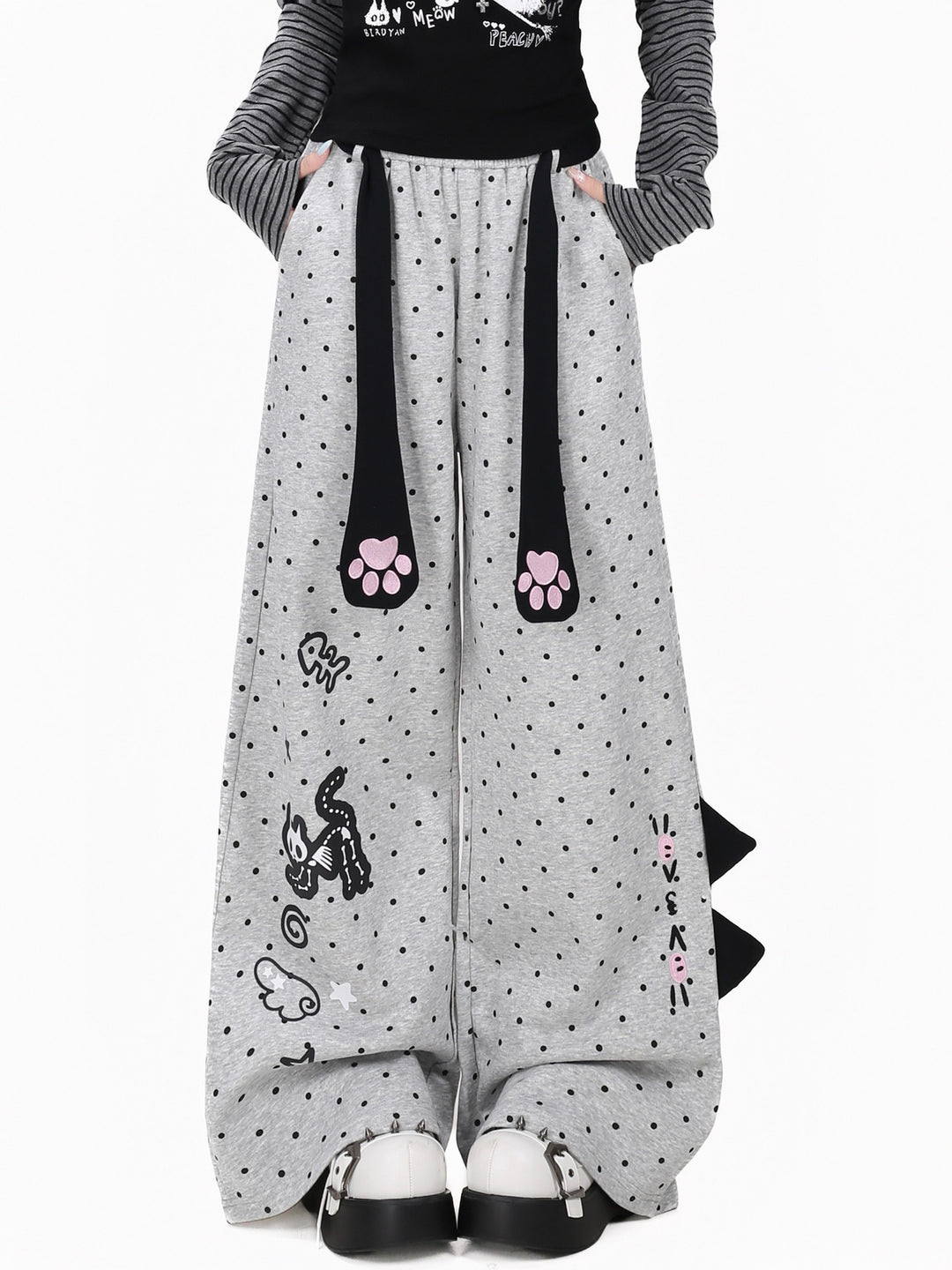 Kawaii Cat Paw Wide Leg Sweatpants