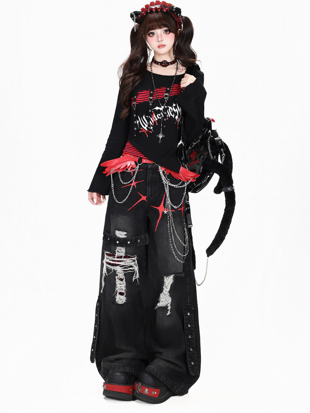 Grunge Starburst Wide Leg Jeans