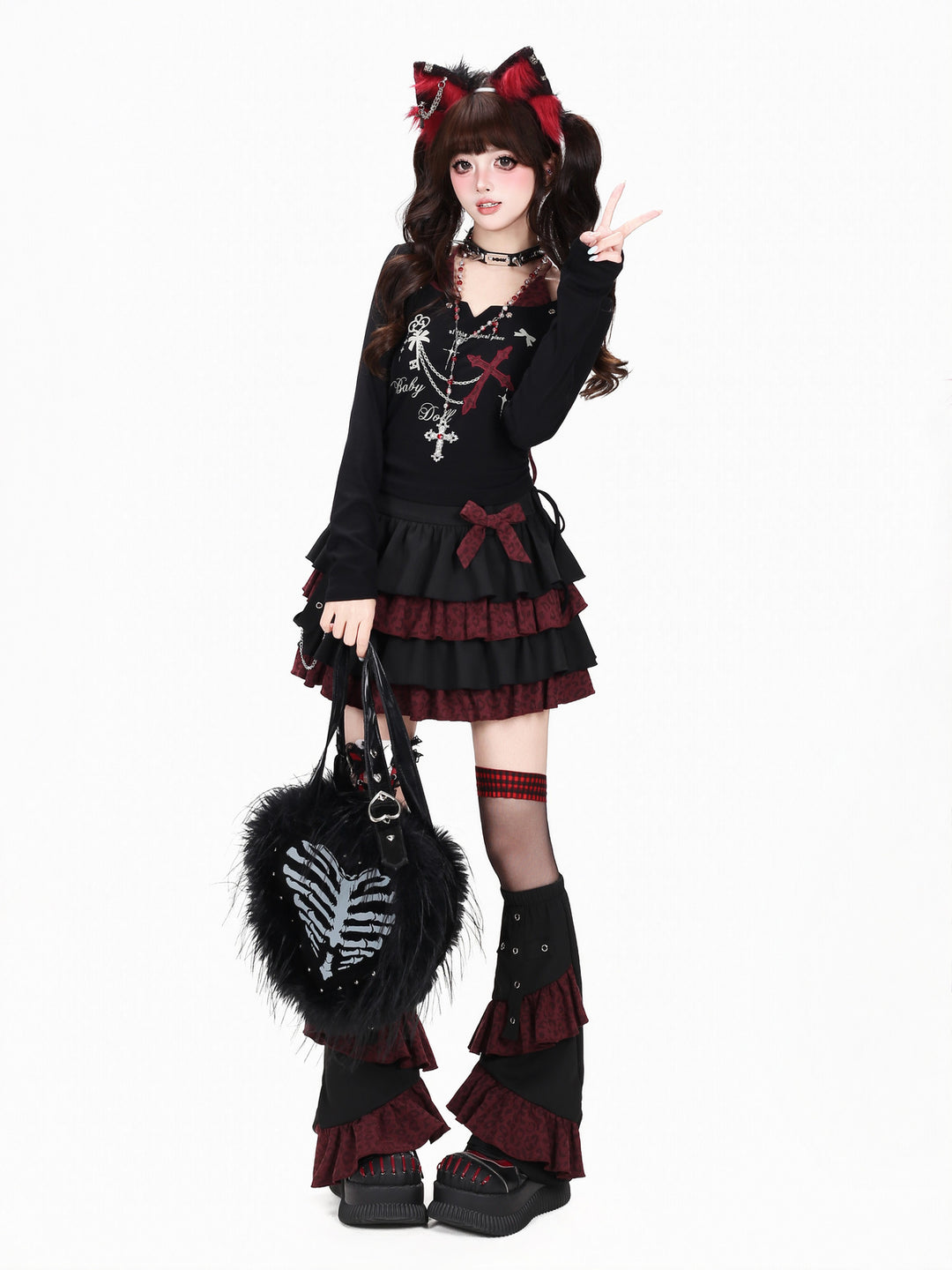 Gothic Faux Two-Piece Graphic Top