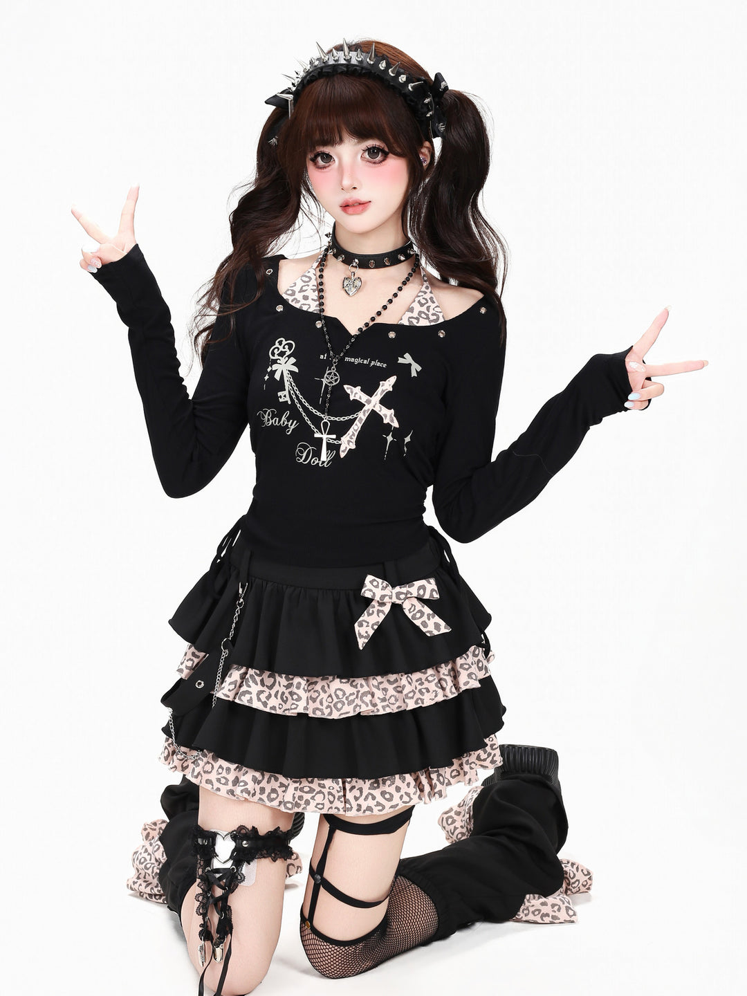 Gothic Faux Two-Piece Graphic Top