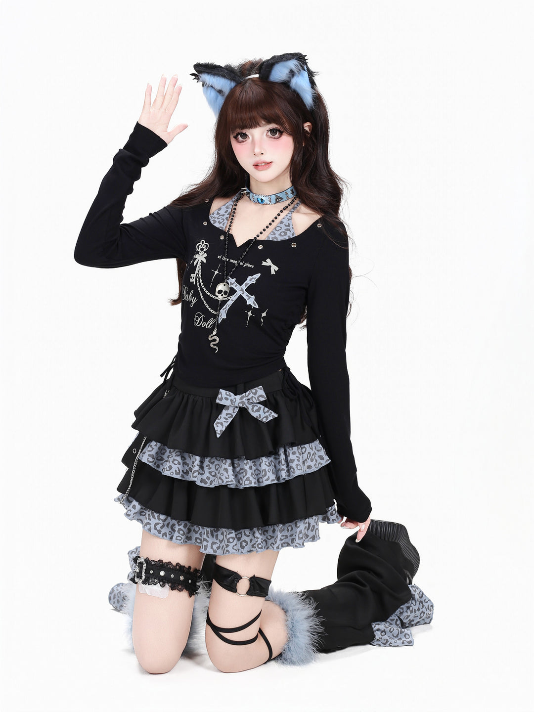 Gothic Faux Two-Piece Graphic Top