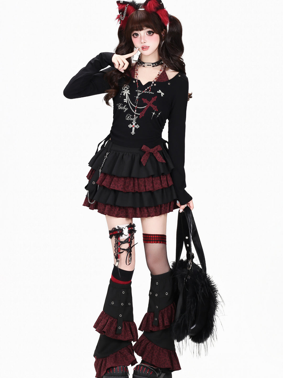 Gothic Faux Two-Piece Graphic Top