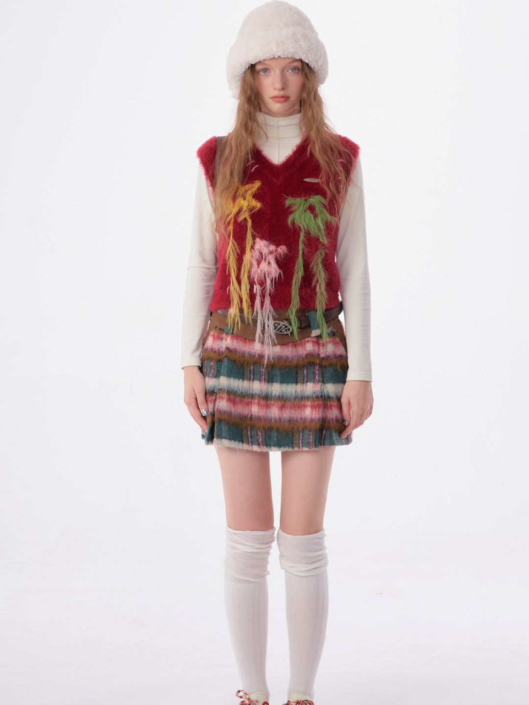 Fuzzy Star Fringe Sweater Vest