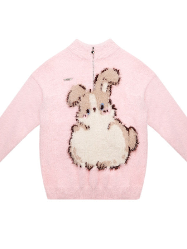 Fuzzy Bunny Half-Zip Sweater
