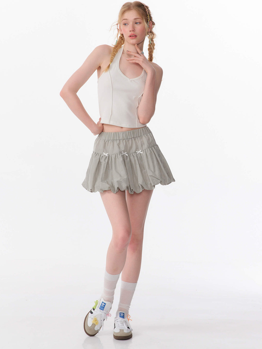 Coquette Bow Bubble Mini Skirt