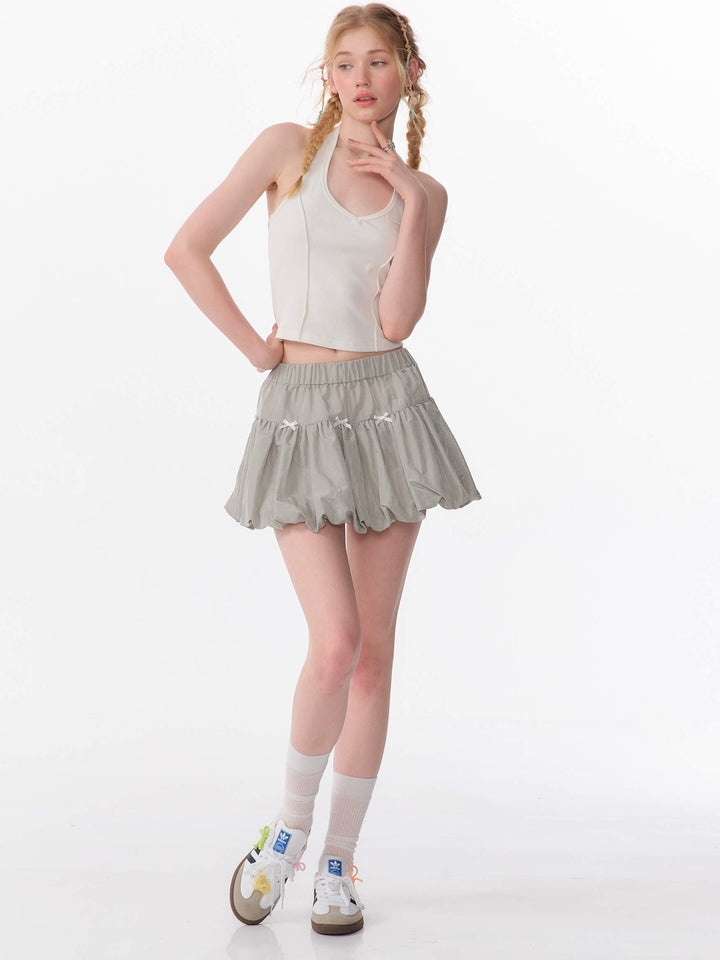Coquette Bow Bubble Mini Skirt