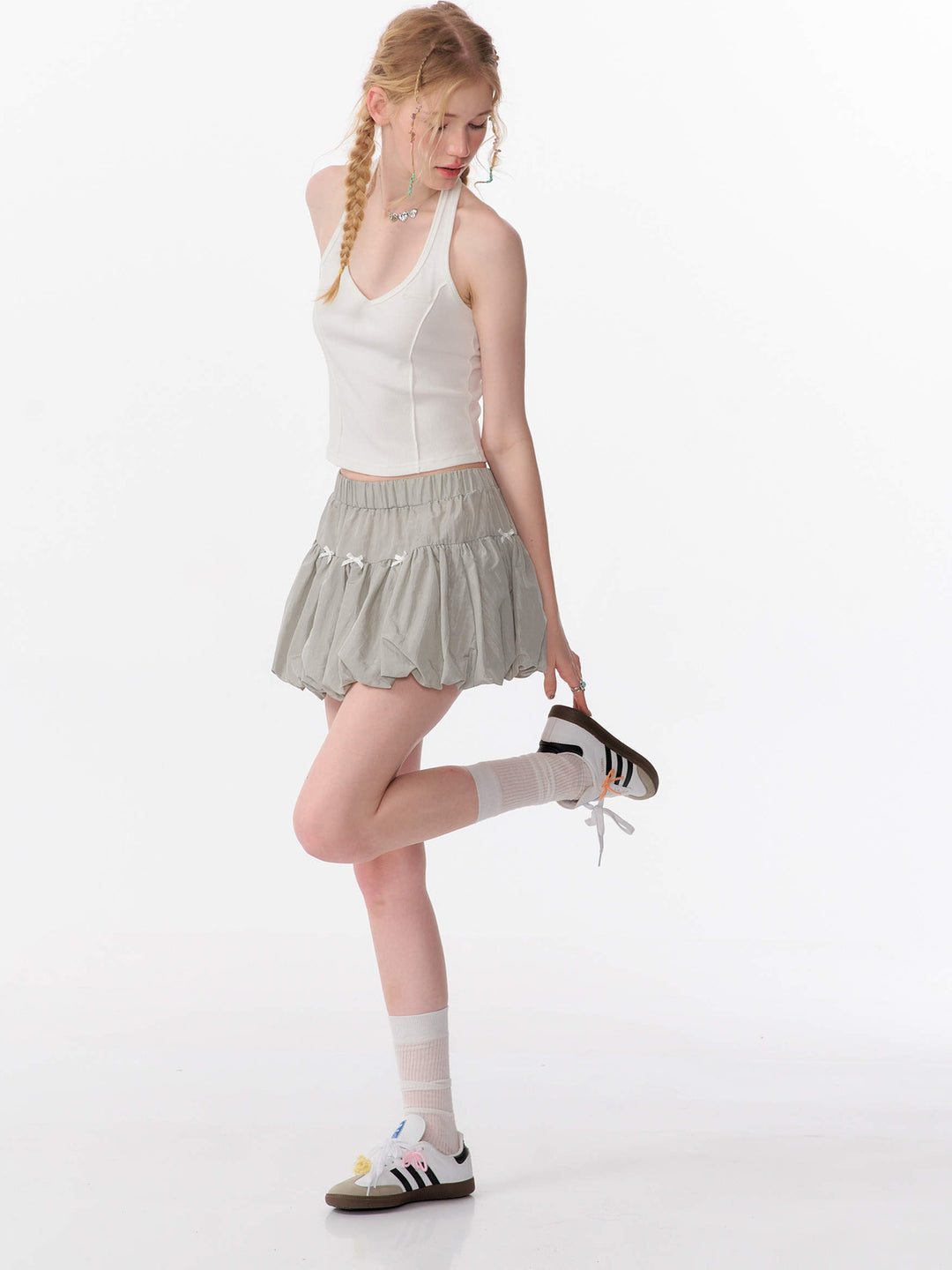 Coquette Bow Bubble Mini Skirt