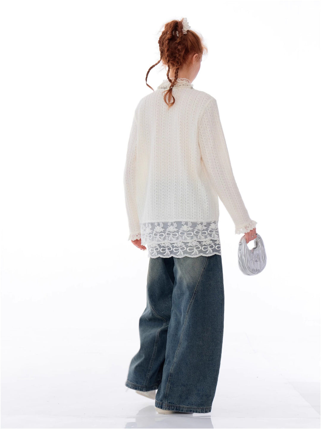 Coquette Lace-Hem Pointelle Knit Top