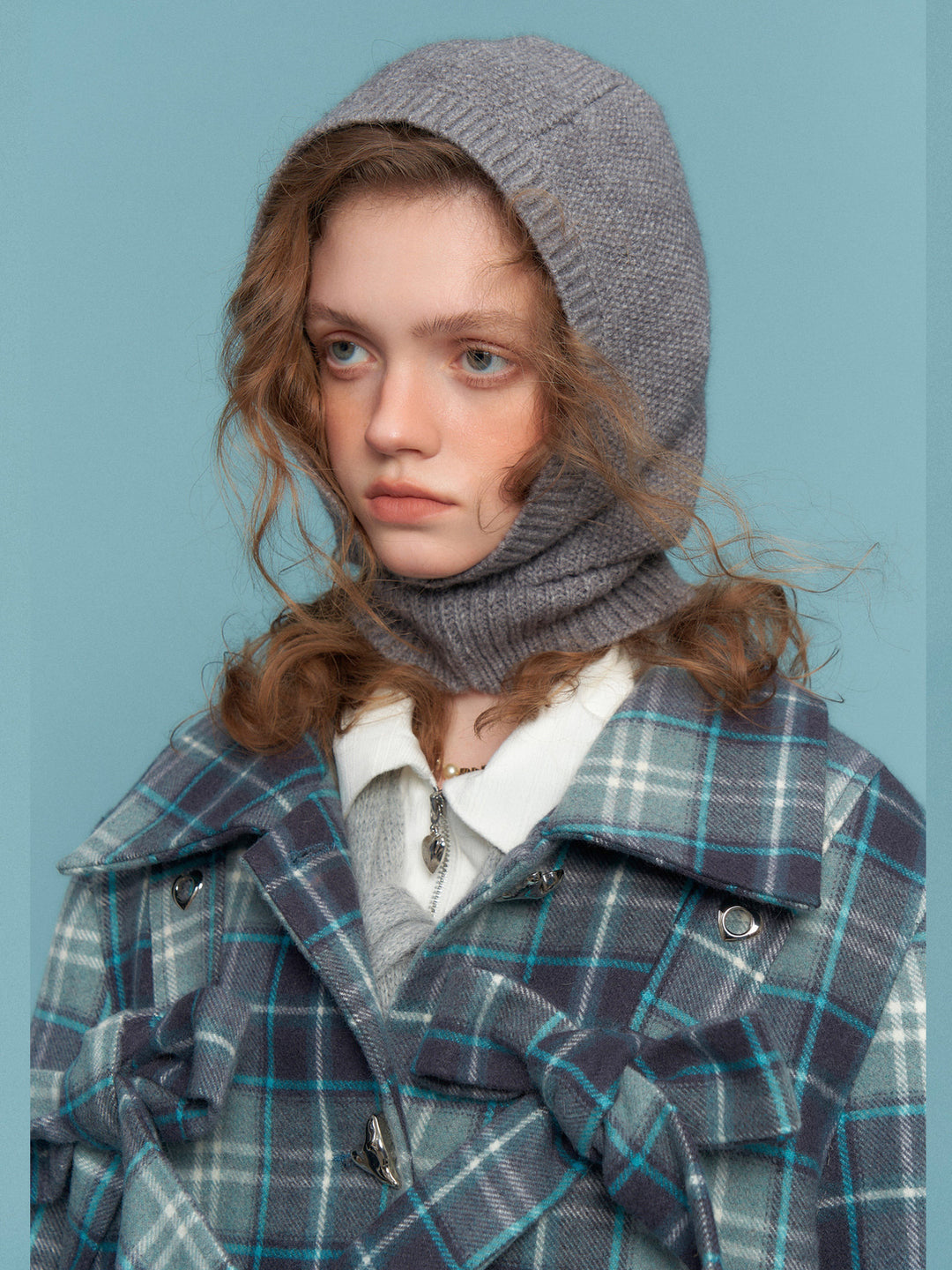 Blue Plaid Bow Longline Coat