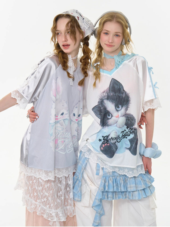Coquette Cat Graphic Jersey Tee