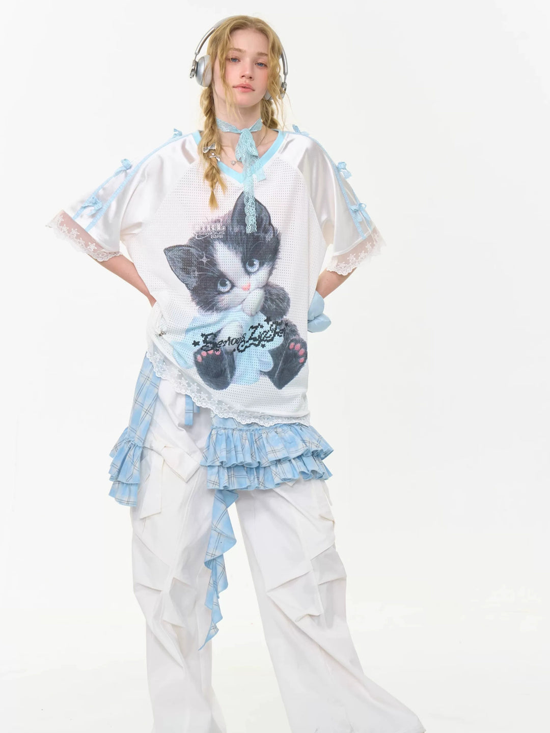 Coquette Cat Graphic Jersey Tee