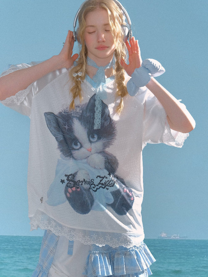 Coquette Cat Graphic Jersey Tee