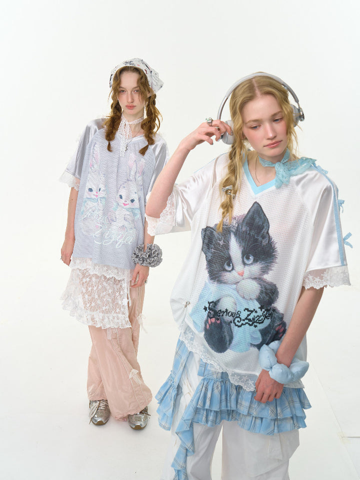 Coquette Cat Graphic Jersey Tee