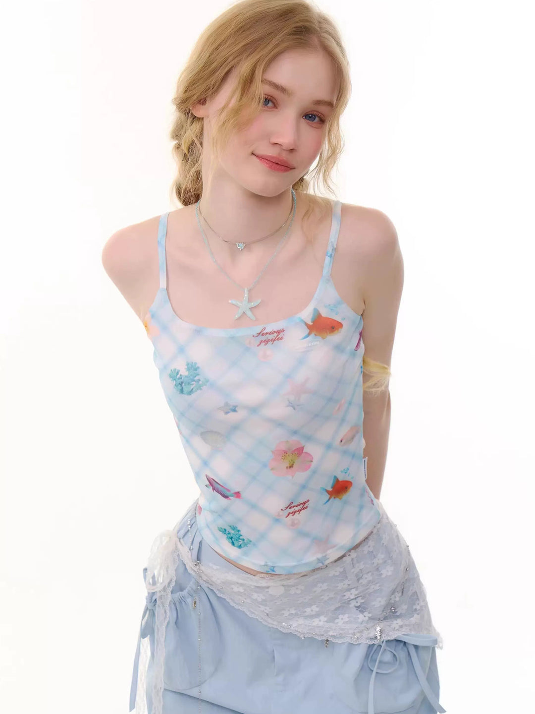 Y2K Ocean Print Cami Top