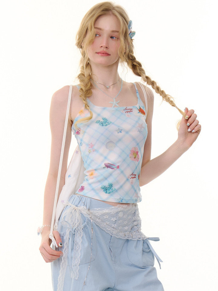 Y2K Ocean Print Cami Top