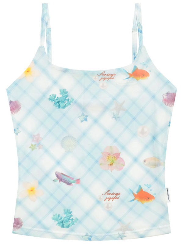 Y2K Ocean Print Cami Top