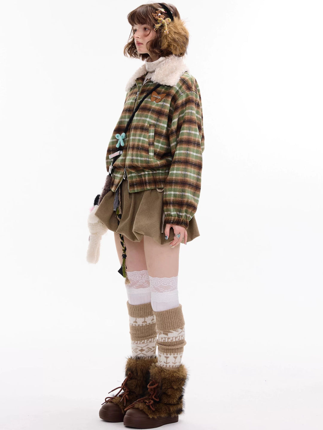 Vintage Plaid Bomber Jacket