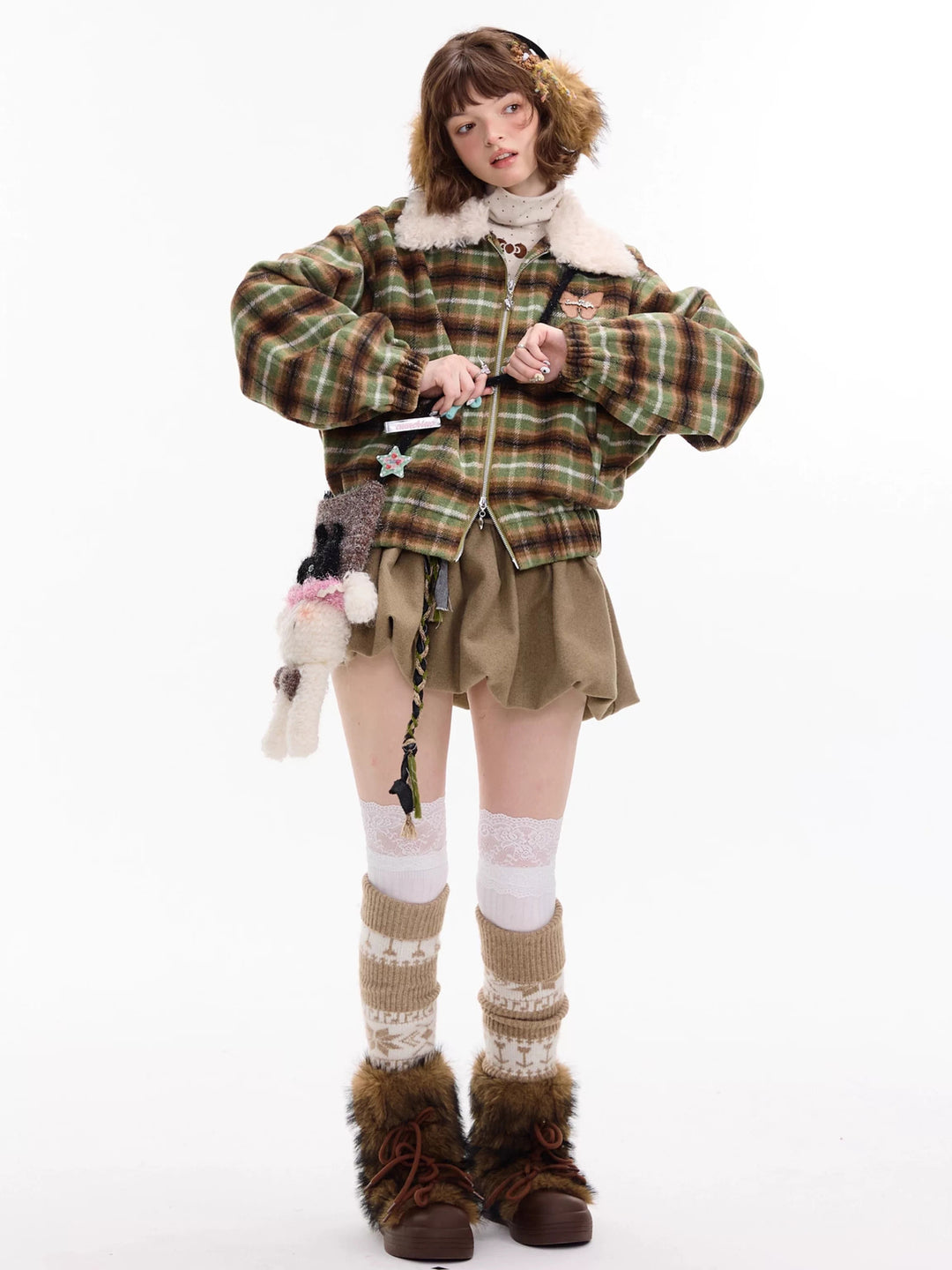 Vintage Plaid Bomber Jacket